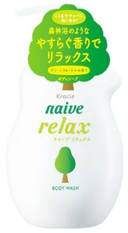 Мыло жидкое для тела с расслабляющим ароматом зелени и цветов Naive Relax, KRACIE