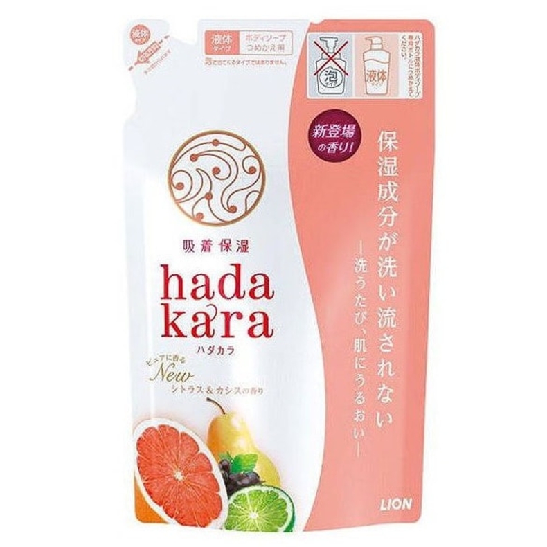 Увлажняющее жидкое мыло для тела, с ароматом смородины и цитрусов, сменная упаковка, Lion "Hadakara"