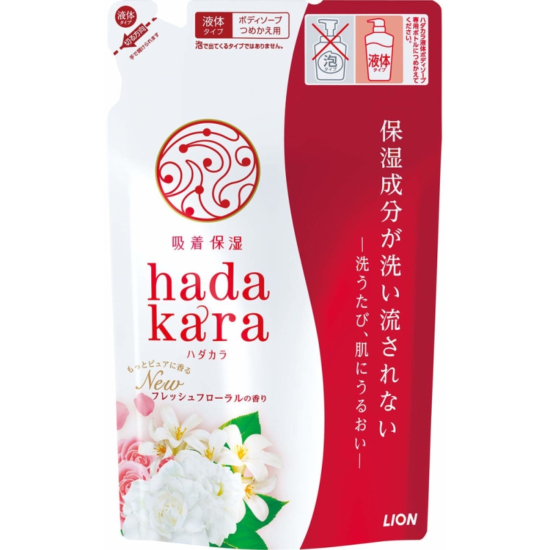 Увлажняющее жидкое мыло для тела с ароматом изысканного цветочного букета, мягкая упаковка, Lion "Hadakara"