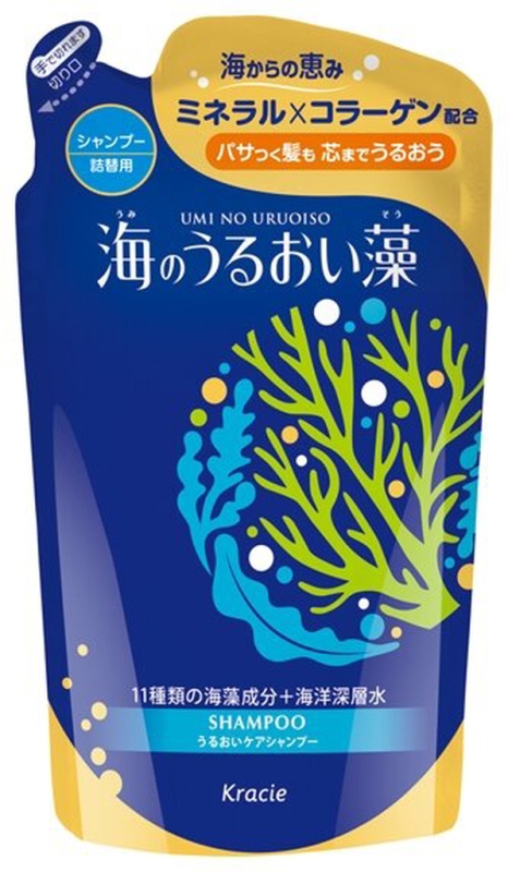 Шампунь увлажняющий с экстрактами морских водорослей и минералами, сменная упаковка Umi no Uruoi Sou KRACIE