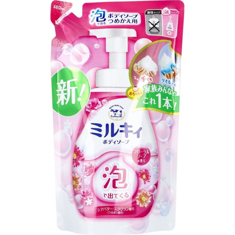 Увлажняющее мыло-пенка для рук и тела с цветочным ароматом, мягкая упаковка / COW "Milky Foam Floral Soap"