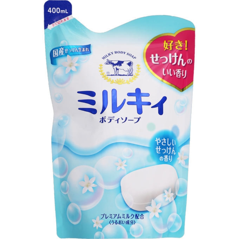Жидкое пенное мыло для рук и тела c керамидами и молочными протеинами, с ароматом свежести, запасной блок / COW "Milky"