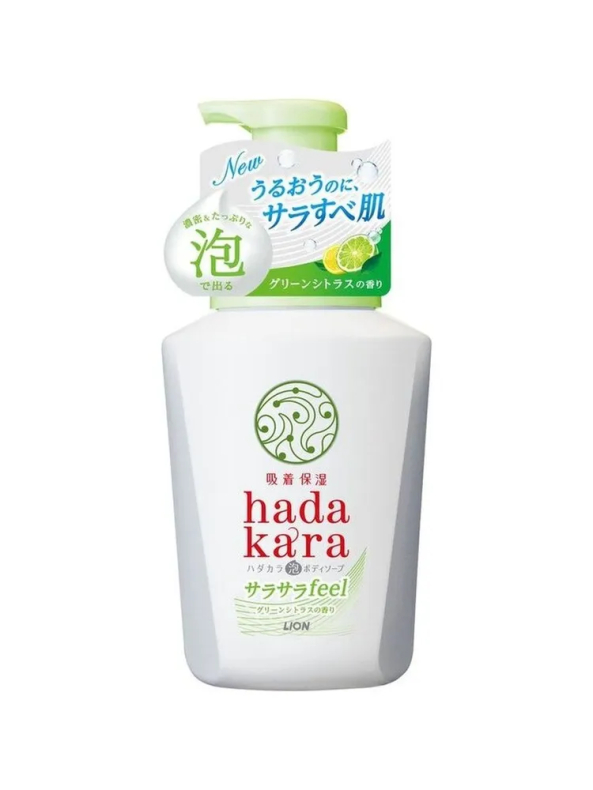 Бархатное увлажняющее мыло-пенка для тела с ароматом зелёных цитрусовых фруктов Hadakara / LION